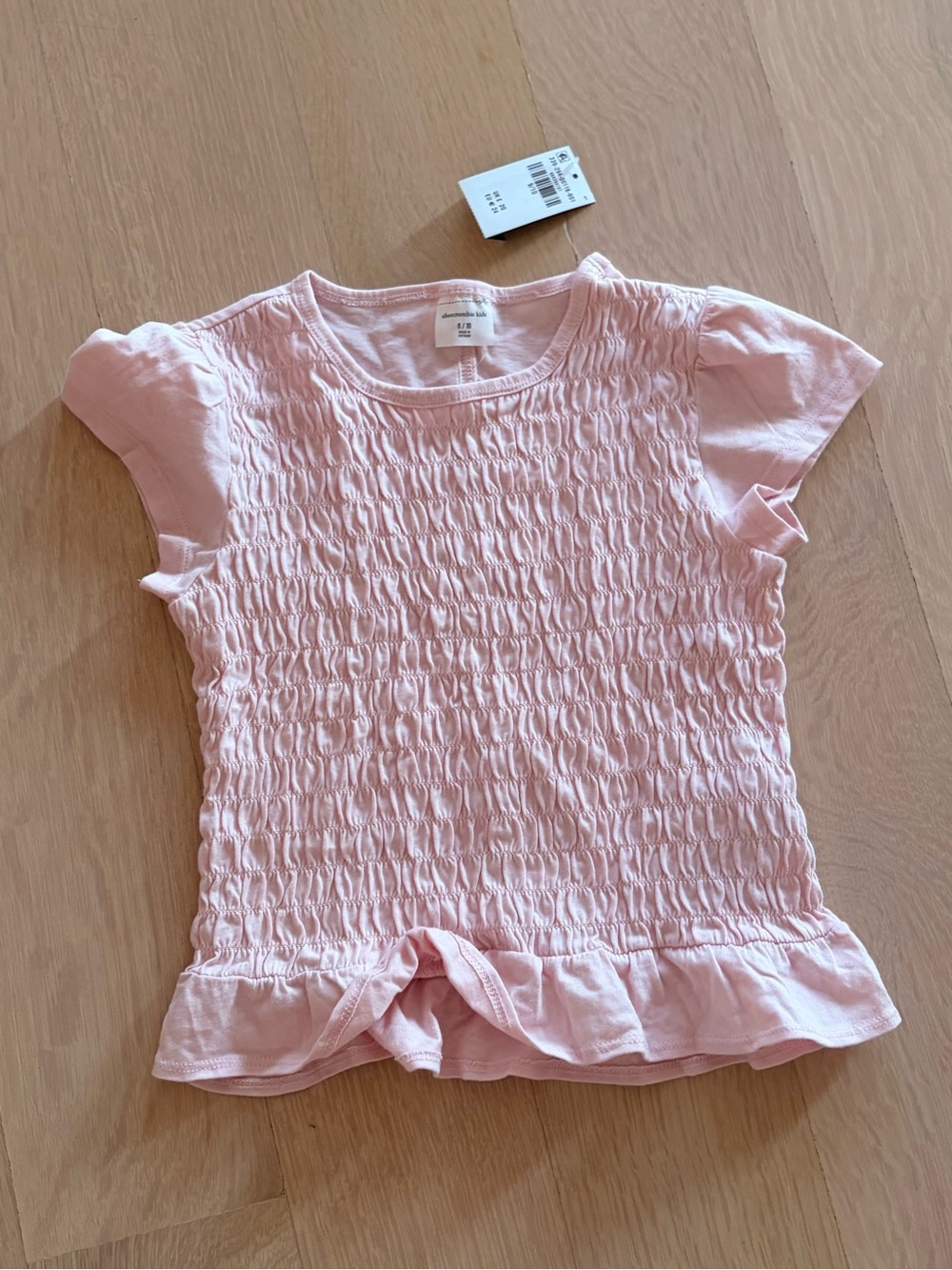 NWT Smocked Light Pink Flutter-Sleeve Tee for Girls